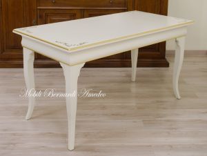 Classic style desk with colored lacquered finish with gold leaf decorations and frames